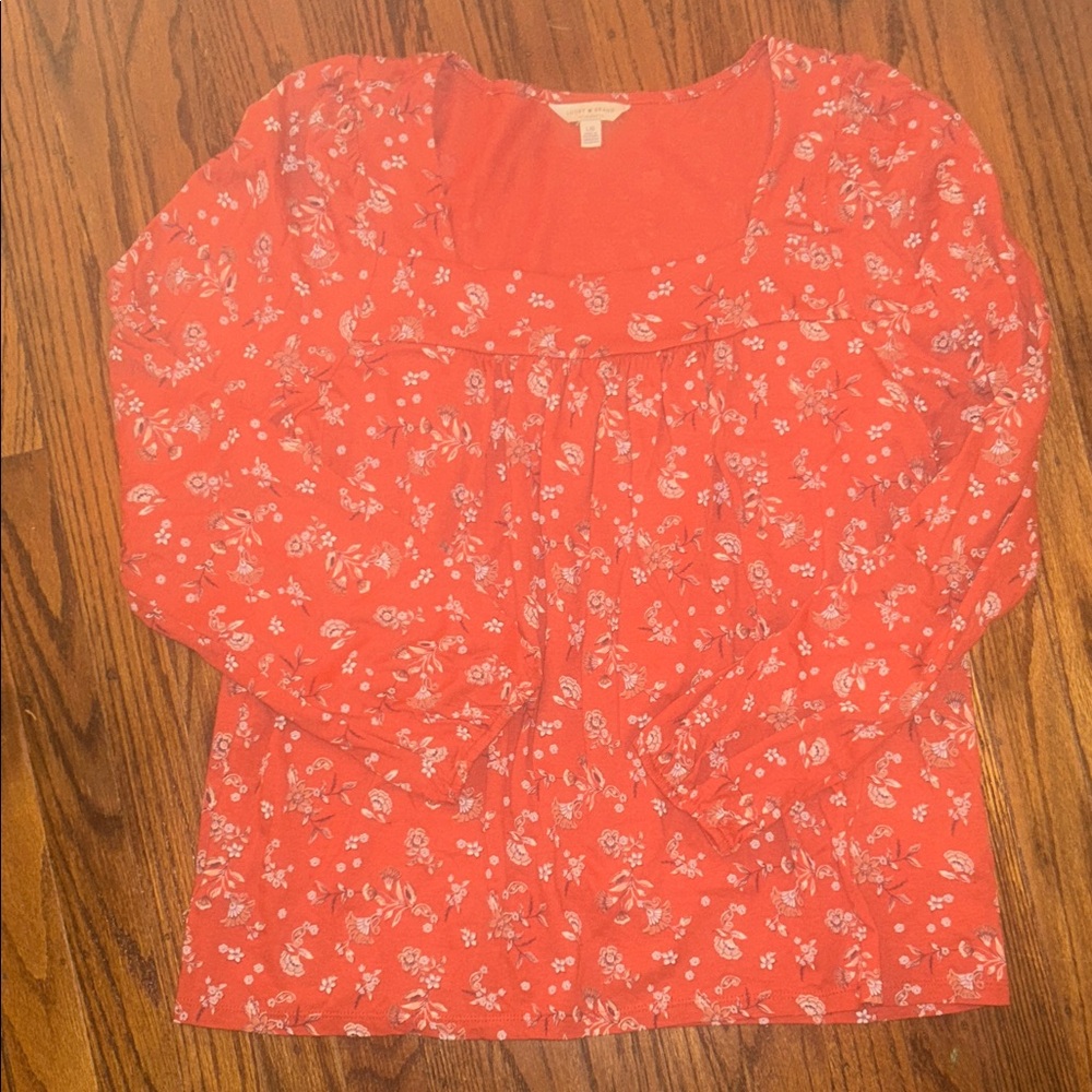 Lucky Brand Red Floral Blouse